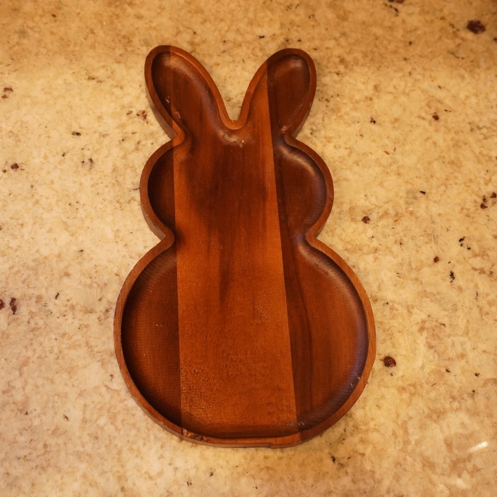 Bunny Shaped Wooden Decor Cottagecore Rabbit Acacia Wood Platter Decor Brown